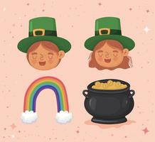 four saint patrick icons vector