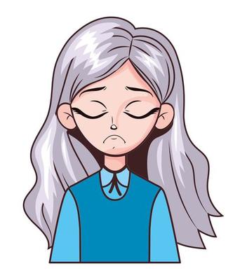 Sad Anime Girl Cartoon Face Stock Illustration 2310233801