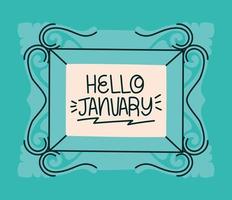 framed of hello january vector