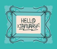 framed of hello january vector