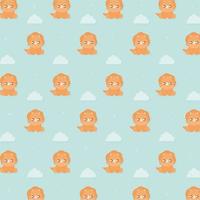 triceratops and clouds pattern vector