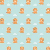 triceratops and clouds pattern vector