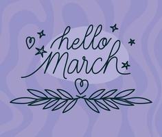 card of hello march vector