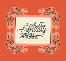 frame of hello february vector