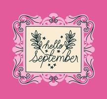 frame of hello september vector