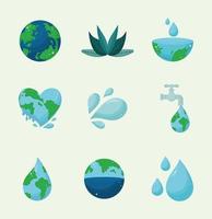 nine water day items vector