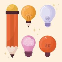 lightbulbs and pencil vector