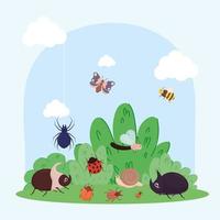 cute bugs design vector