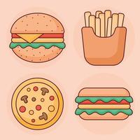 four food items vector