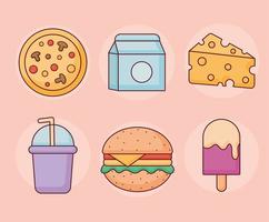 six food items vector