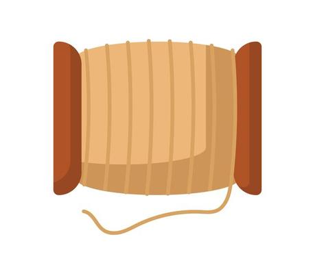 Vector illustration of a spool of orange thread and a sewing