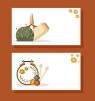 two sewing cards vector