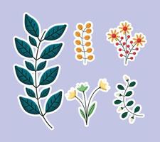 five flowers branches vector