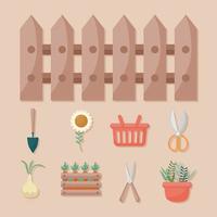 nine garden items vector