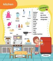 educación vocabulario cocina vector ilustración