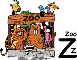 Hand drawn.Alphabet Letter Z-zoo vector