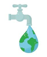 faucet with earth drop vector