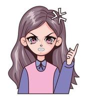 rage anime girl illustration vector