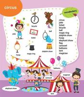 educación vocabulario circo vector ilustración