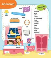 education vocabulary bedroom vector illustration