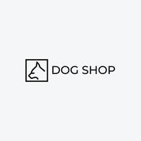 Dog shop logo design inspiration. Dog line art logo template. Vector Illustration