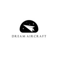 Dream aircraft logo design inspiration. Silhouette paper airplane logo template. Vector Illustration