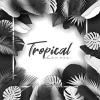 Tropical summer leaves background with jungle plants vector