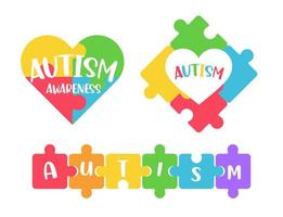 heart color jigsaw Concept of caring for mentally ill children with autism vector