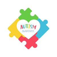 concepto de rompecabezas de color del corazón del cuidado de niños con enfermedades mentales con autismo vector