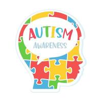 concepto de rompecabezas de color del corazón del cuidado de niños con enfermedades mentales con autismo vector