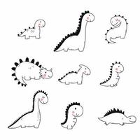 Cute dinosaur in doodle style. Funny dino collection. Set illustrations for children. vector