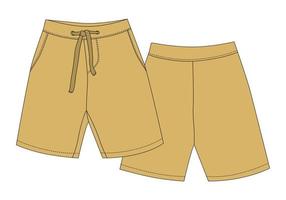 Technical sketch sport shorts pants design. Desert sand color. vector