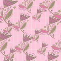 Seamless pattern with flowers and leaves in folk style. Naive art. Abstract floral wallpaper vector