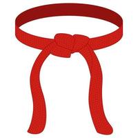 Karate belt red color isolated on white background. Design icon of Japanese martial art in flat style. vector