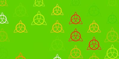 Light Green, Yellow vector background with occult symbols.