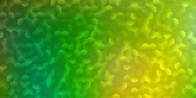 Light green, yellow vector layout with shapes of hexagons.