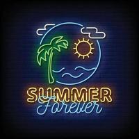 Summer Forever Neon Signs Style Text Vector