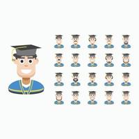 Graduation Male and Men Character Face vector