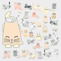 Abstract Cat Pose Doodle Pastel Color vector