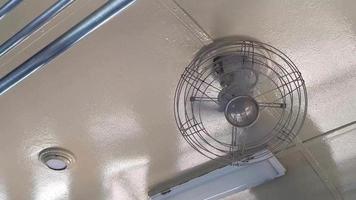 The fan of the train on the ceiling is working. video