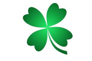 Lucky clover with four leaves in cartoon style isolated on white background. Saint Patrick's Day symbol, decoration. Vector illustration