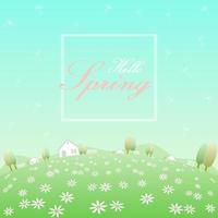 Hello spring flowers field background vector