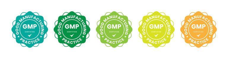 plantilla de diseño de insignia certificada de buenas prácticas de fabricación gmp vector