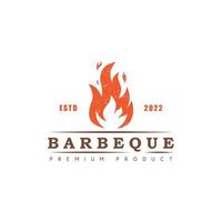 diseño de logotipo de barbacoa, estilo retro vintage. vector