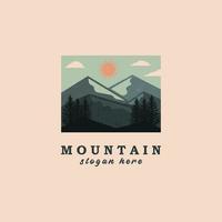 diseño de logotipo de paisaje de montaña, vector premium