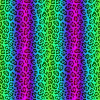 Neon leopard seamless pattern. Bright colored spotted background. Vector rainbow animal print.