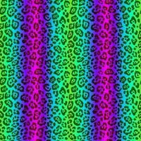 Patrón sin fisuras de leopardo de neón. Fondo manchado de colores brillantes. impresión animal del arco iris del vector. vector