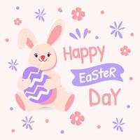 Happy Easter Greeting Card With Cute Bunny vector