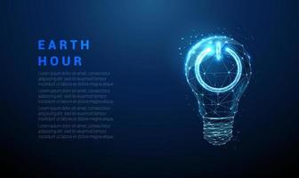 Abstract blue glowing light bulb with power button on it vector