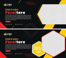 Furniture social media cover web banner template. modern template design for web, ads, flyer vector